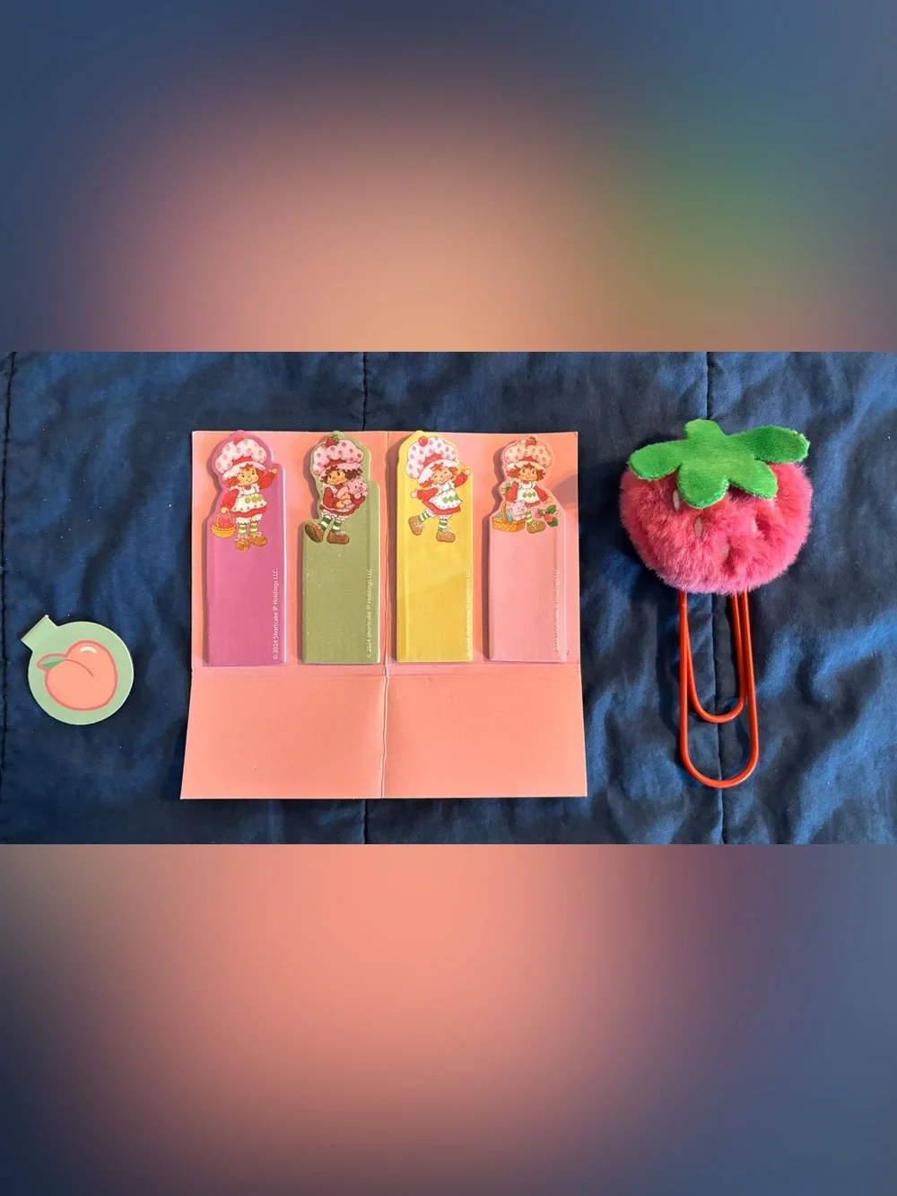 Strawberry Gingham Accessory Bag with six Strawberry themed items